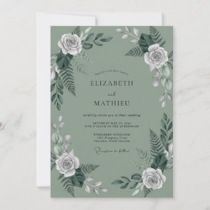 Muted Olive Fern Wedding Invitation
