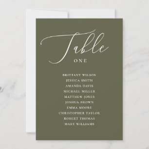 Muted Olive Green Elegant Wedding Seating Chart Invitation