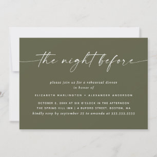 Muted Olive Green Rehearsal Dinner   Earth Tone  Invitation