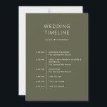 Muted Olive Green Timeline | Woodland Wedding  Invitation<br><div class="desc">Embrace the serenity of nature with this beautifully crafted muted olive green wedding timeline card. Designed for couples who appreciate the quiet elegance of woodland and forest inspired weddings. On one side, the wedding day itinerary is clearly laid out, guiding your guests through each important moment of the day, from...</div>
