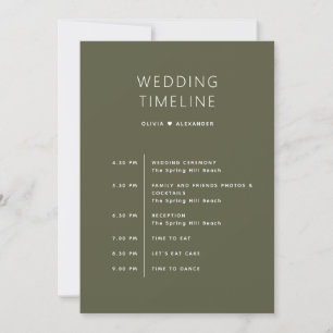 Muted Olive Green Timeline   Woodland Wedding  Invitation