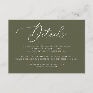 Muted Olive Green Wedding Details   Minimalist Enclosure Card