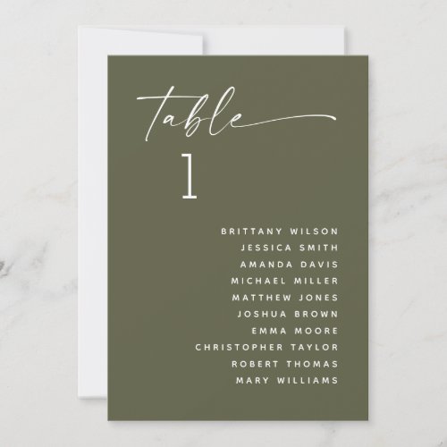 Muted Olive Green Wedding | Forest Seating Chart Invitation