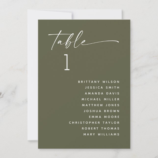 Muted Olive Green Wedding | Forest Seating Chart Invitation (Front)