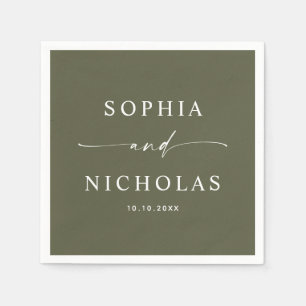 Muted Olive Green Wedding   Minimalist Forest Napkins