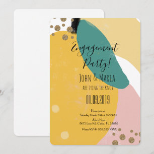 Muted Organic Lemon Modern Engagement Invitation