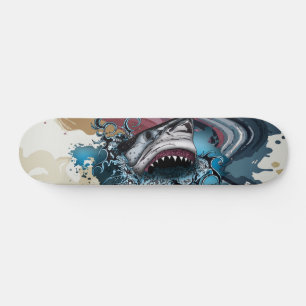 Muted Paint Splash Shark Abstract Art Skateboard