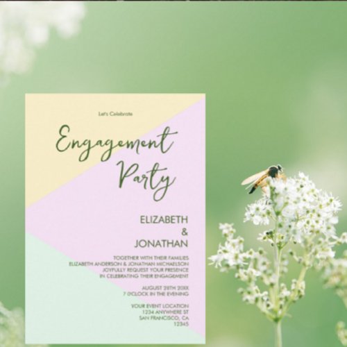 Muted Pastel Geometric Engagement Party Invitation
