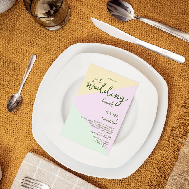 Muted Pastel Geometric Post-Wedding Brunch Enclosure Card (Creator Uploaded)