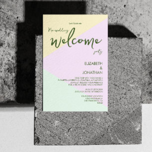 Muted Pastel Geometric Pre-Wedding Welcome Party Enclosure Card
