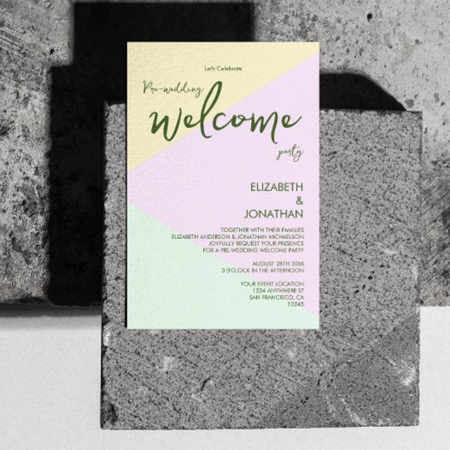 Muted Pastel Geometric Pre-Wedding Welcome Party Enclosure Card (Creator Uploaded)