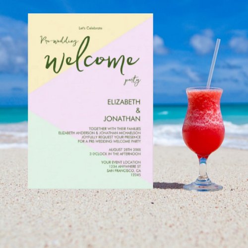 Muted Pastel Geometric Pre_Wedding Welcome Party Enclosure Card