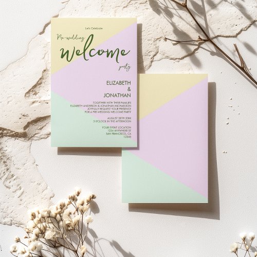 Muted Pastel Geometric Pre_Wedding Welcome Party Invitation