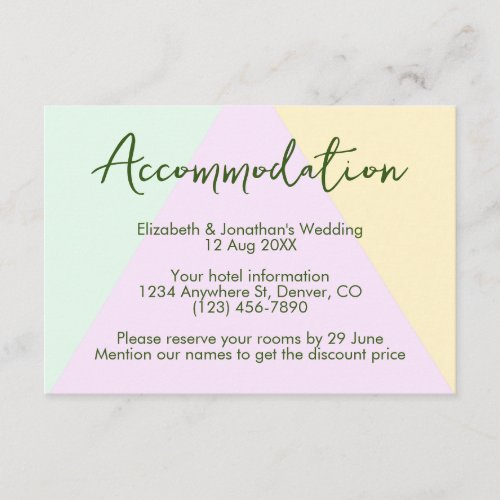 Muted Pastel Geometric Wedding Accommodation Enclosure Card
