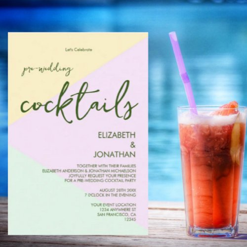 Muted Pastel Geometric Wedding Cocktail Party Enclosure Card