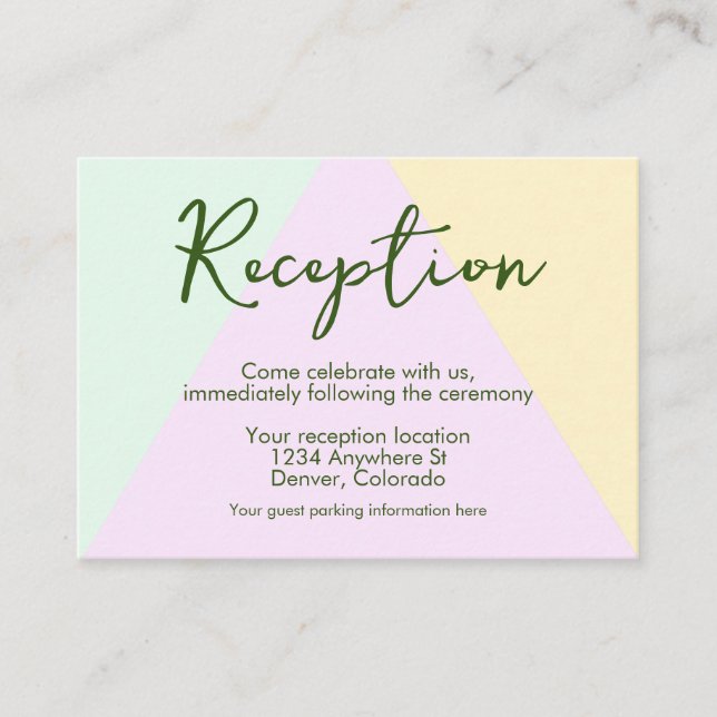 Muted Pastel Geometric Wedding Reception Enclosure Card (Front)