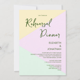 Muted Pastel Geometric Wedding Rehearsal Dinner Invitation