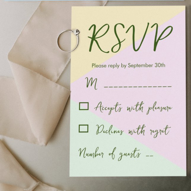 Muted Pastel Geometric Wedding RSVP Card (Creator Uploaded)