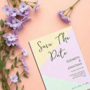 Muted Pastel Geometric Wedding Save The Date