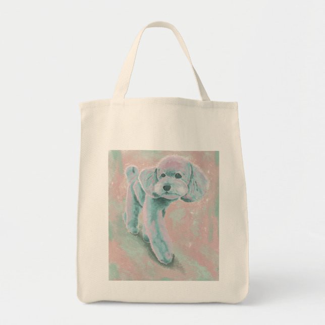 Muted Pastel Poodle Artistic Illustration Tote Bag (Front)
