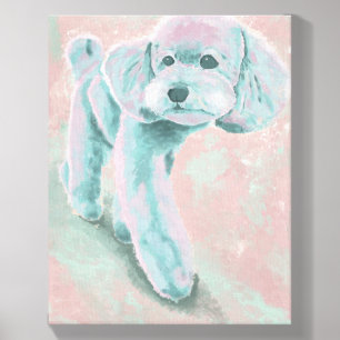 Muted Pastel Poodle Hand Drawn Pet Illustration Canvas Photo Tile