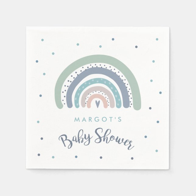 Muted Pastel Rainbow Baby Shower Napkins (Front)