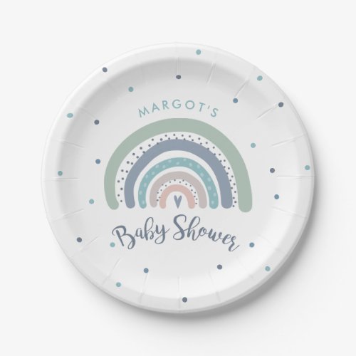 Muted Pastel Rainbow Baby Shower Paper Plates
