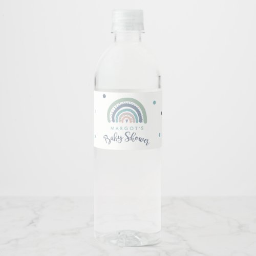 Muted Pastel Rainbow Baby Shower Water Bottle Label
