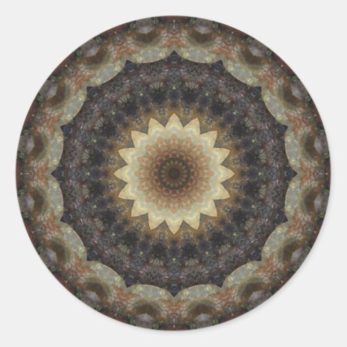 Muted Pastel Seashells  Round Mandala Classic Round Sticker