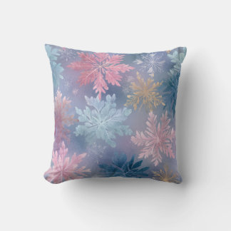 Muted Pastel Snowflake Leaf Throw Pillow