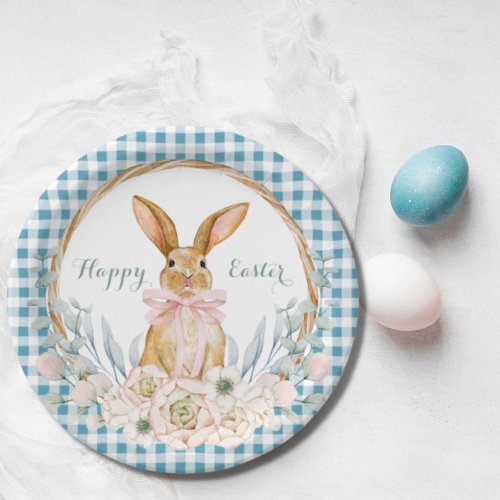 Muted Pastel Watercolor Floral Wreath Easter Paper Plates