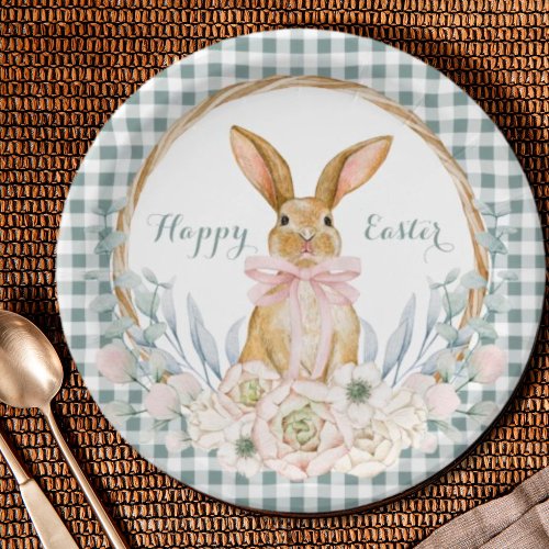 Muted Pastel Watercolor Floral Wreath Easter Paper Plates