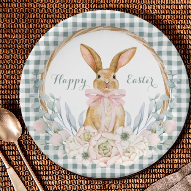 Muted Pastel Watercolor Floral Wreath Easter Paper Plates (Creator Uploaded)