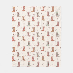 Muted Pastels Christmas Holiday Western Boots Cute Fleece Blanket