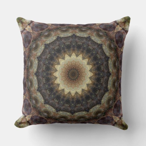 Muted Pastels Seashells Mandala Throw Pillow