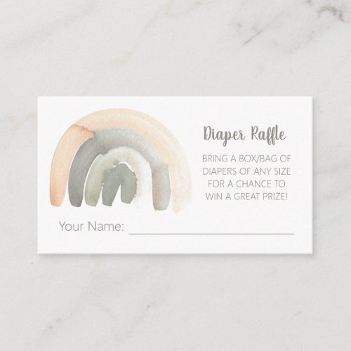 Muted Peach  Gray Watercolour Rainbow Baby Shower Enclosure Card