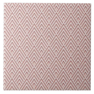 Muted Pink Art Deco Patterned Ceramic Ceramic Tile
