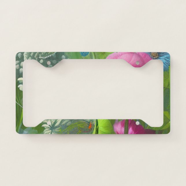 Muted pink, blue and White floral  License Plate Frame (Front)