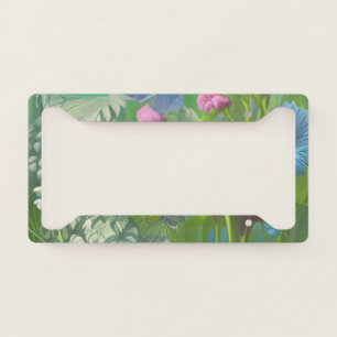 Muted pink, blue and White floral License Plate Frame