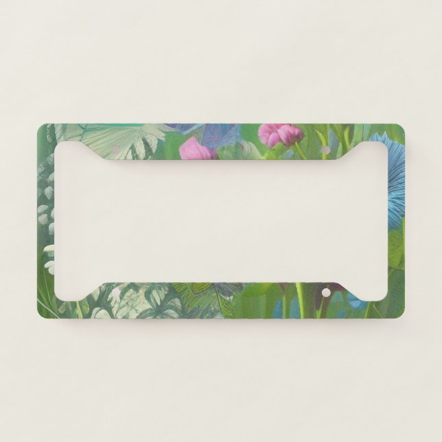 Muted pink, blue and White floral License Plate Frame (Front)