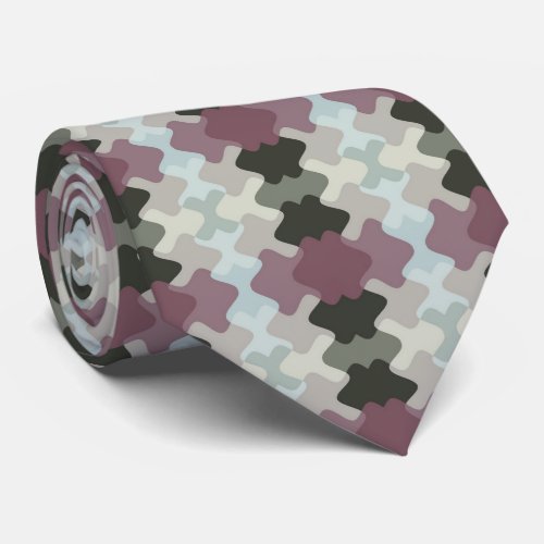 Muted Pink Blue Beige Pattern Neck Tie