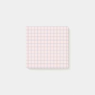 Muted Pink Checkered Pattern Soft Grid Design Post-it Notes