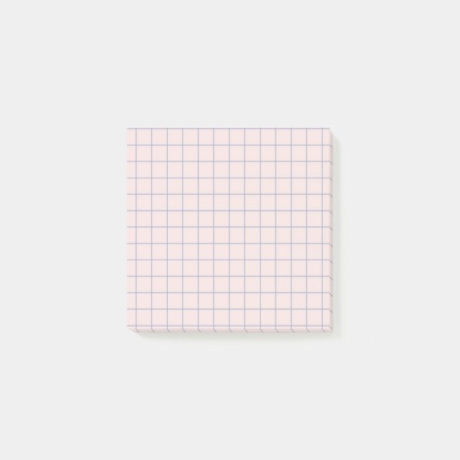 Muted Pink Checkered Pattern Soft Grid Design  Post-it Notes (Front)