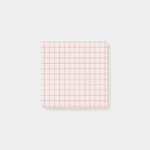 Muted Pink Checkered Pattern Soft Grid Design Post-it Notes