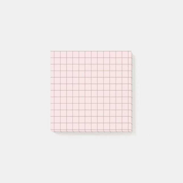 Muted Pink Checkered Pattern Soft Grid Design  Post-it Notes (Front)