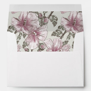 Muted Pink Hibiscus Flowers Pattern Envelope