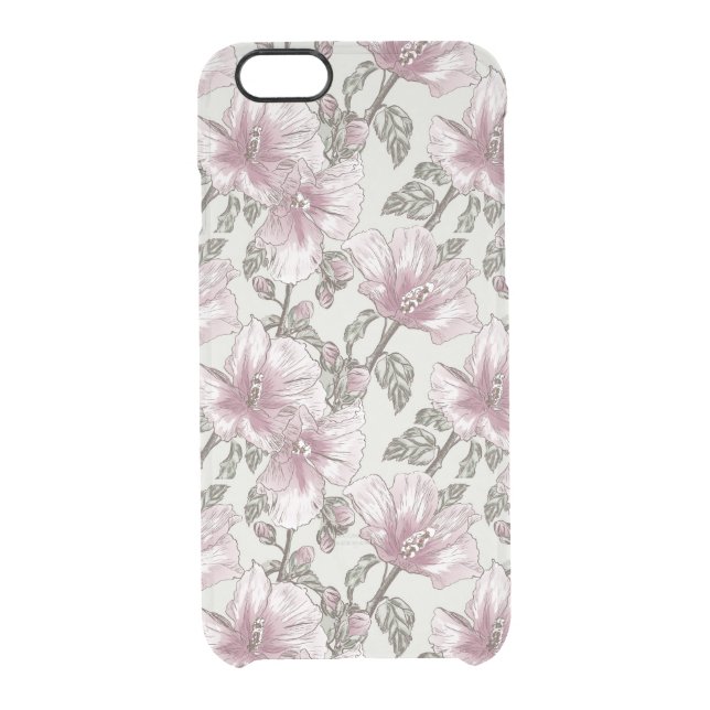 Muted Pink Hibiscus Flowers Pattern Uncommon iPhone Case (Back)