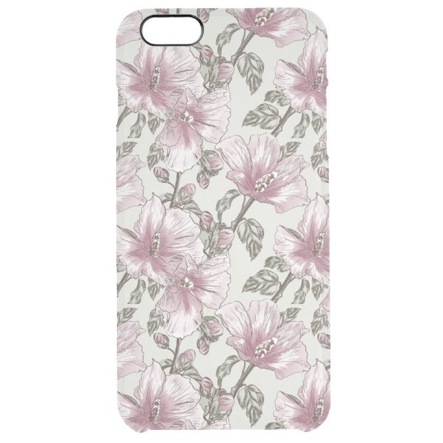 Muted Pink Hibiscus Flowers Pattern Uncommon iPhone Case (Back)