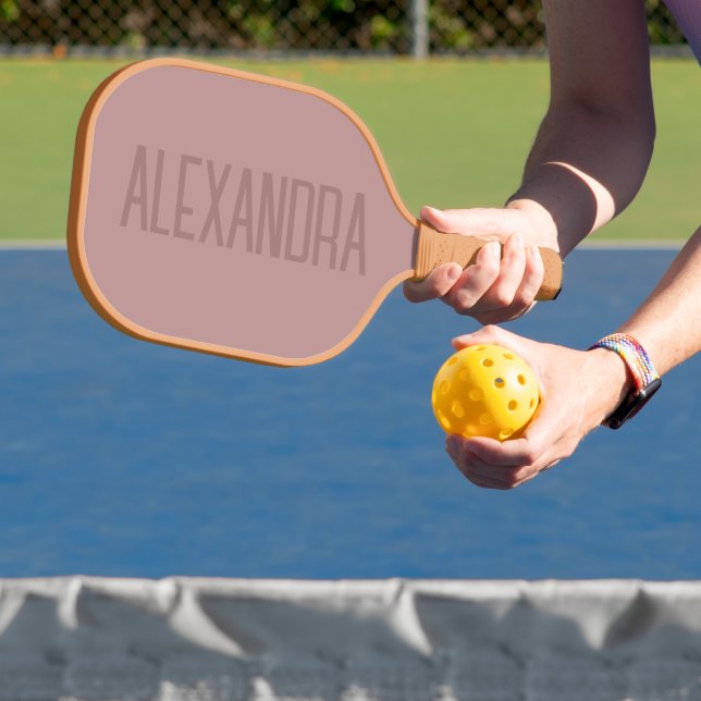 Muted Pink Modern Name Pickleball Paddle (Insitu)
