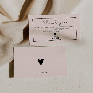 muted pink Modern, social media icons thank you  Business Card